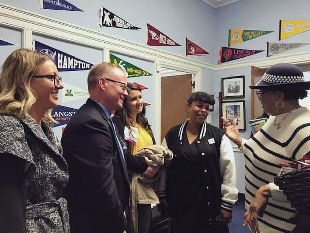 NCMC representatives at AAM's Museum Advocacy Day 2020 speaking with Congresswoamn Alma Adams who represents North Carolina's 12th congressional district in the United States House of Representatives.